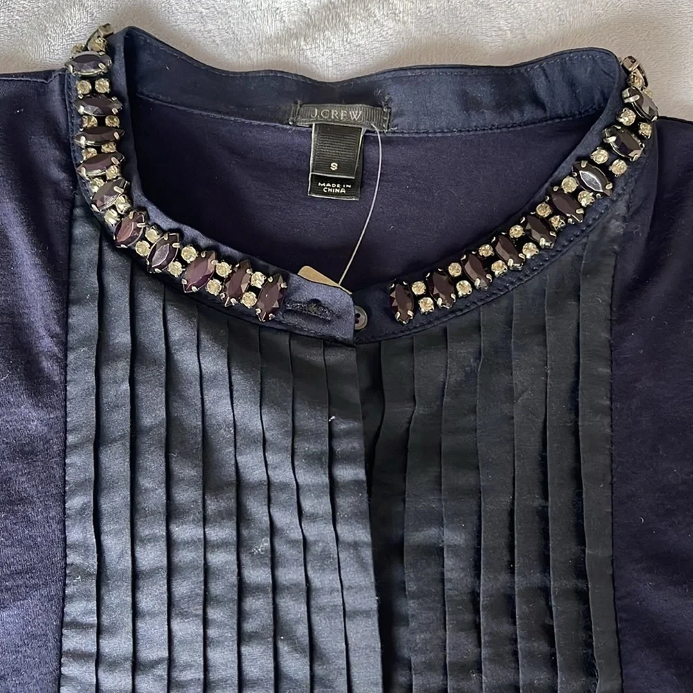 J CREW BEADED COTTON / SILK SLEEVELESS TOP